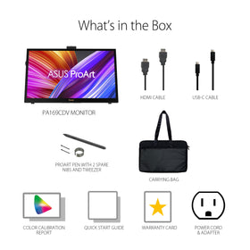 ASUS ProArt PA169CDV USB-C connectivity enabling portable, streamlined workflow.
