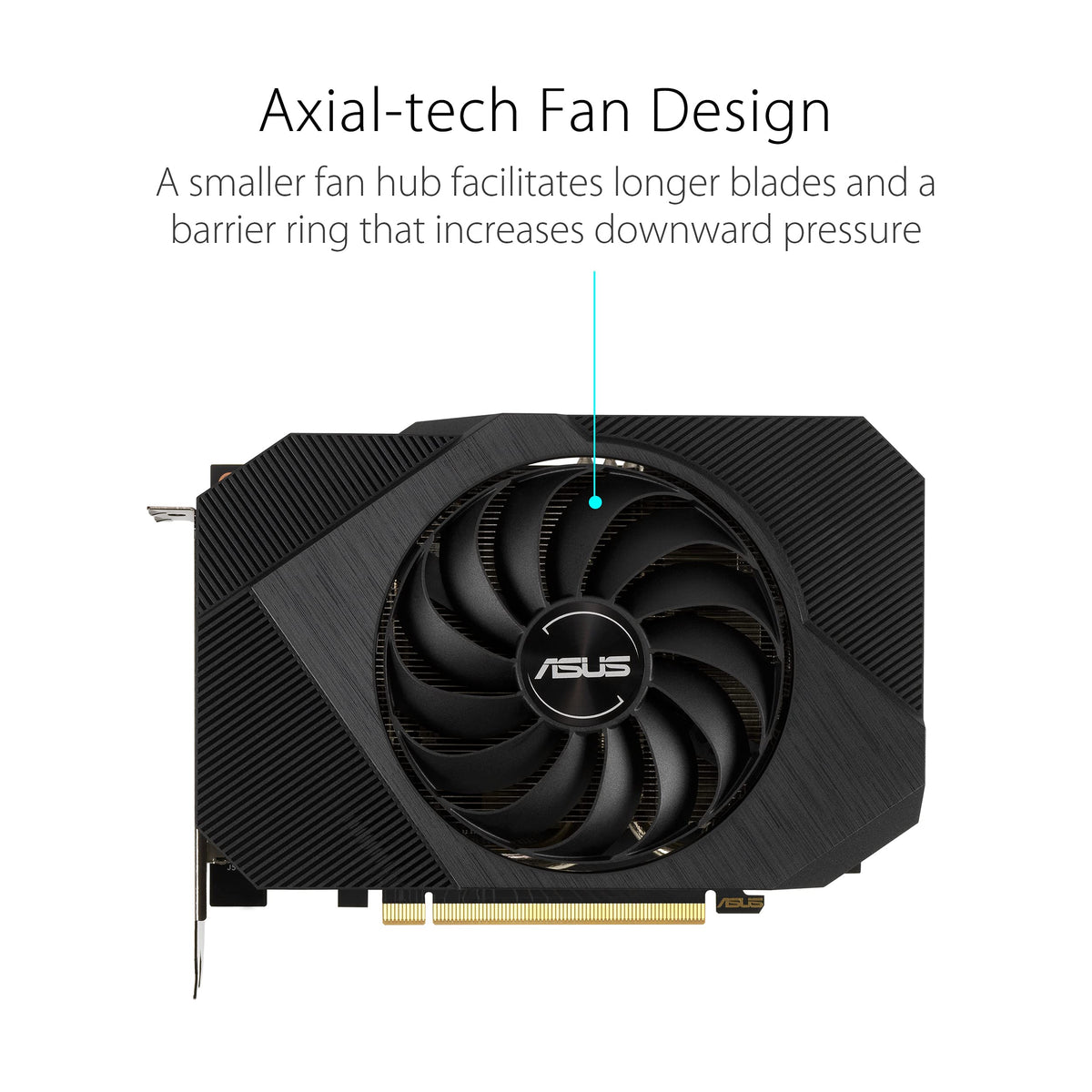 ASUS Phoenix RTX 3060 V2 dual ball bearings close-up for reliable cooling.