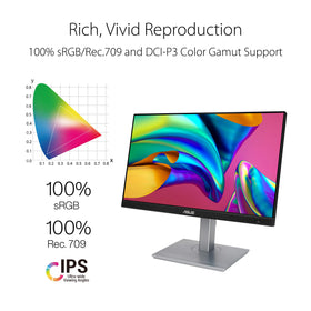 ASUS ProArt PA247CV wide color gamut indicator highlights sRGB/Rec.709.