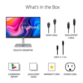 ASUS ProArt PA247CV ergonomic stand for comfortable viewing.