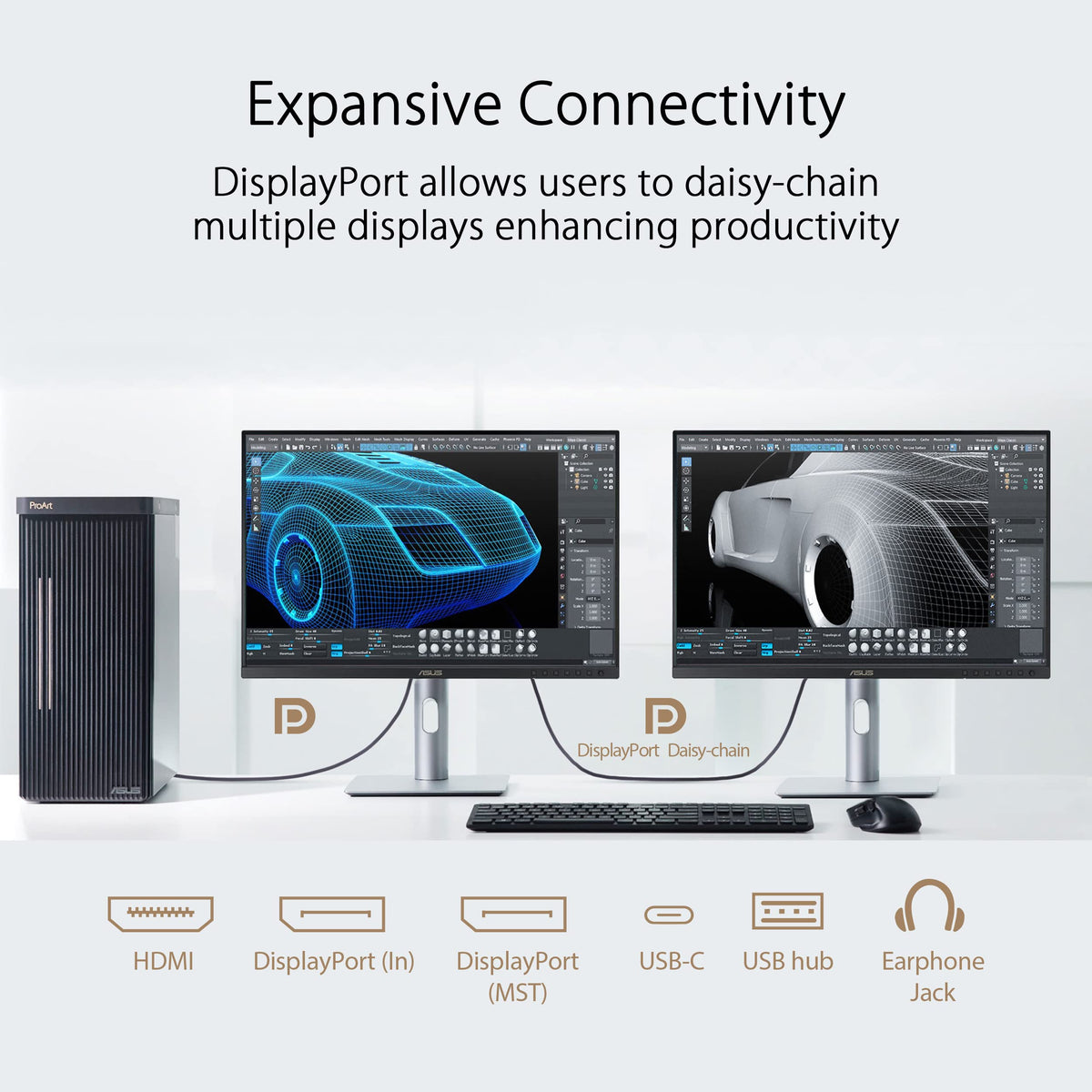 ASUS ProArt PA248CRV ergonomic stand with height tilt and swivel adjustments