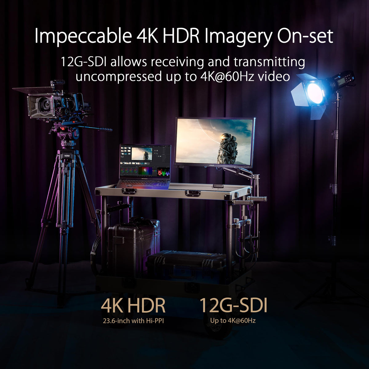 ASUS ProArt PA24US 12G-SDI input enables 4K@60Hz playback.