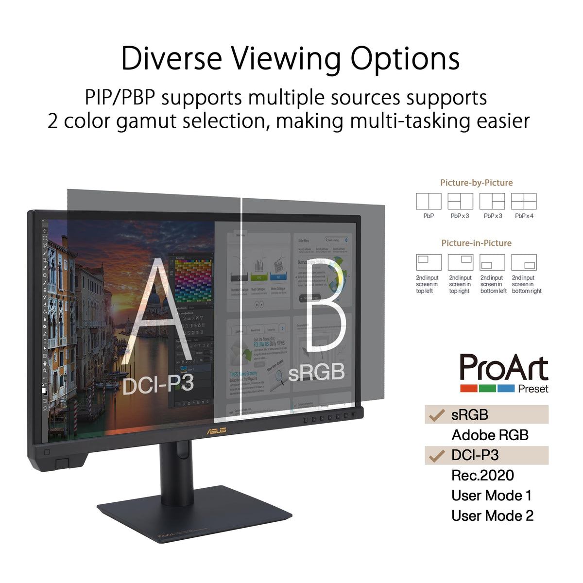 PA24US HDR brightness at 600 nits enhances vivid HDR viewing.