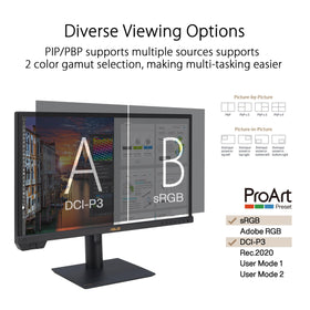 PA24US HDR brightness at 600 nits enhances vivid HDR viewing.