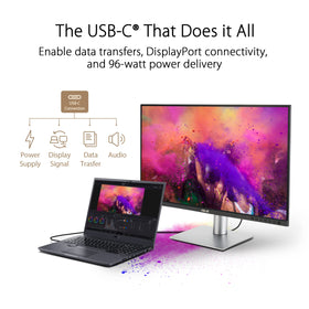 PA279CRV USB-C port delivers 96W power for single-cable setups.