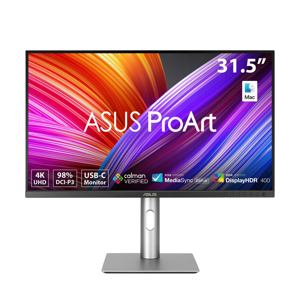 Asus ProArt PA329CRV front view with 31.5-inch 4K HDR panel for precise color work.