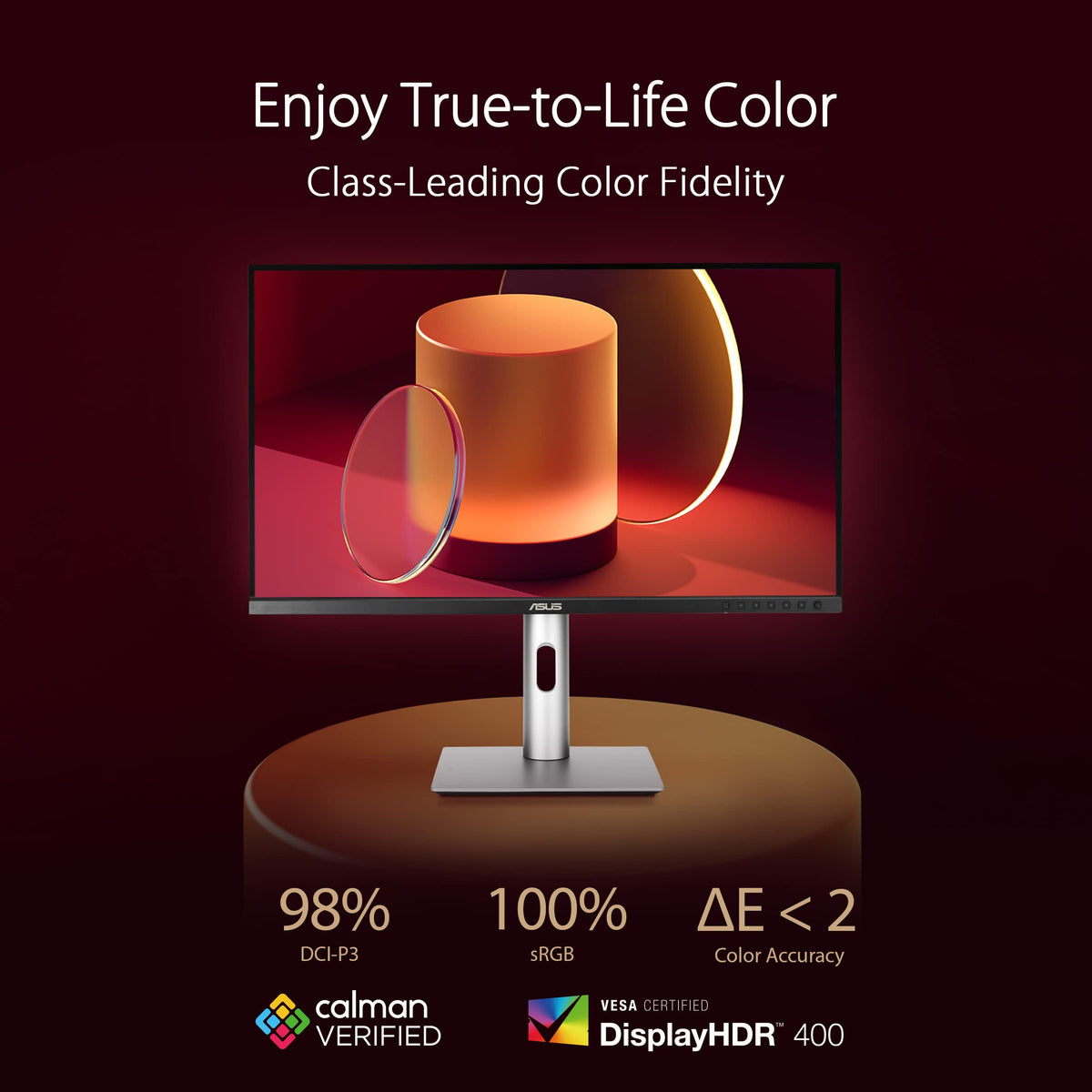 Asus ProArt PA329CRV IPS panel close-up emphasizing color accuracy.