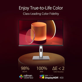 Asus ProArt PA329CRV IPS panel close-up emphasizing color accuracy.