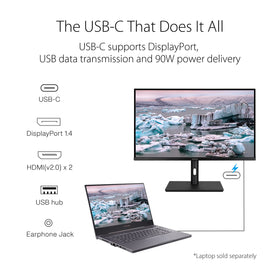 Asus ProArt PA329CV USB-C PD support enables flexible, single-cable power delivery.