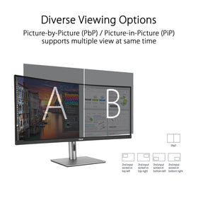 ASUS ProArt PA34VCNV ergonomic stand with tilt, swivel, and height adjustments.