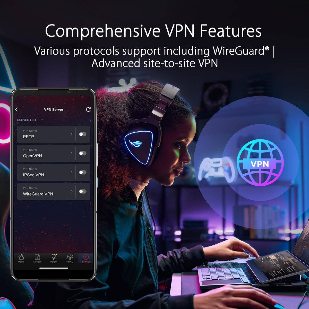 ASUS ROG GT-BE98 Pro VPN-ready security with no subscription