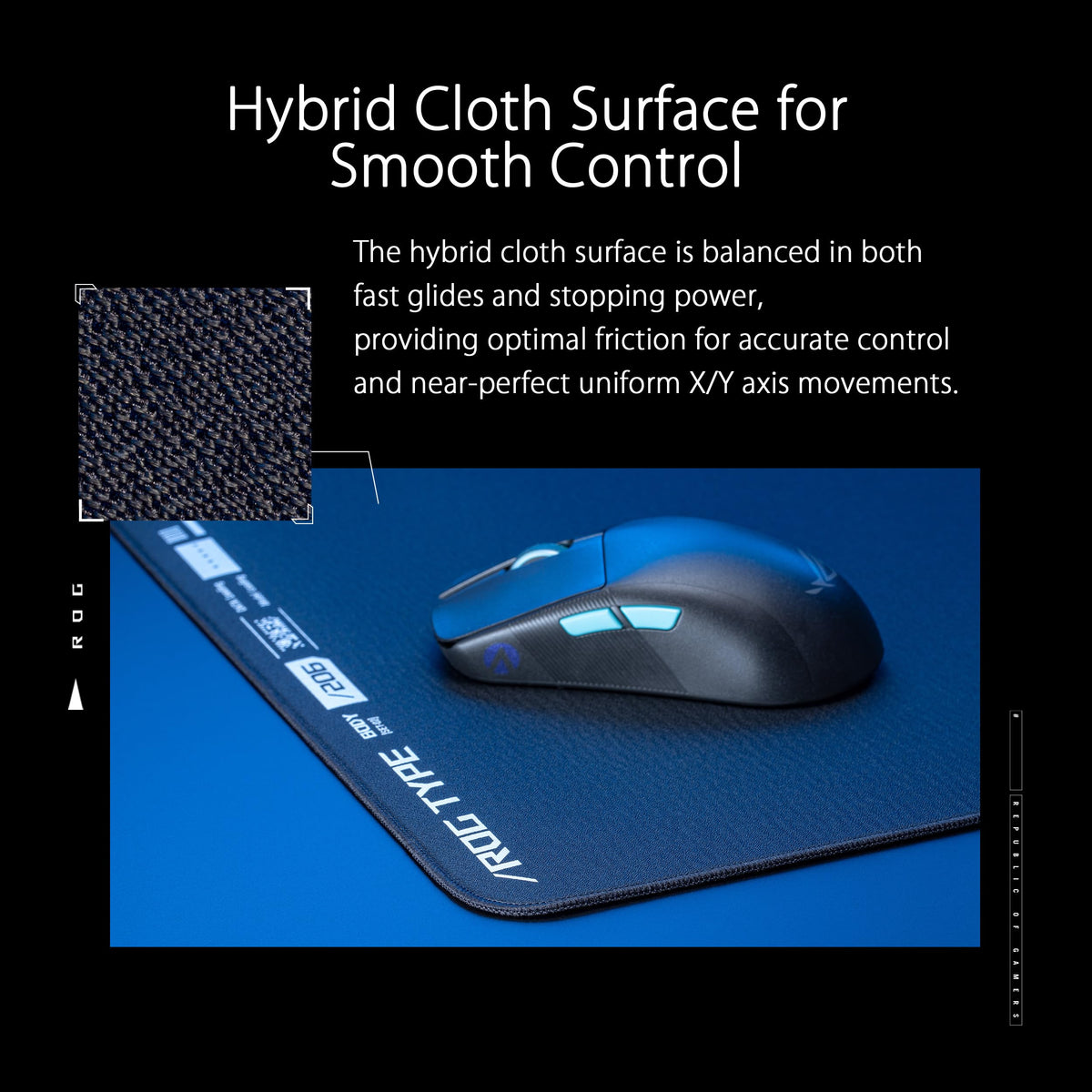 ASUS ROG side profile highlighting 3mm cushioning comfort