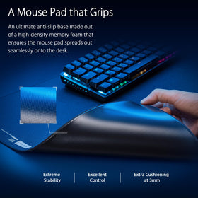 ASUS ROG close-up of hybrid cloth texture for accurate tracking