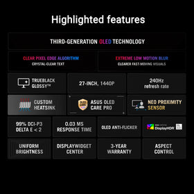 ASUS ROG Strix 27 OLED with Neo Proximity Sensor protects the panel away.