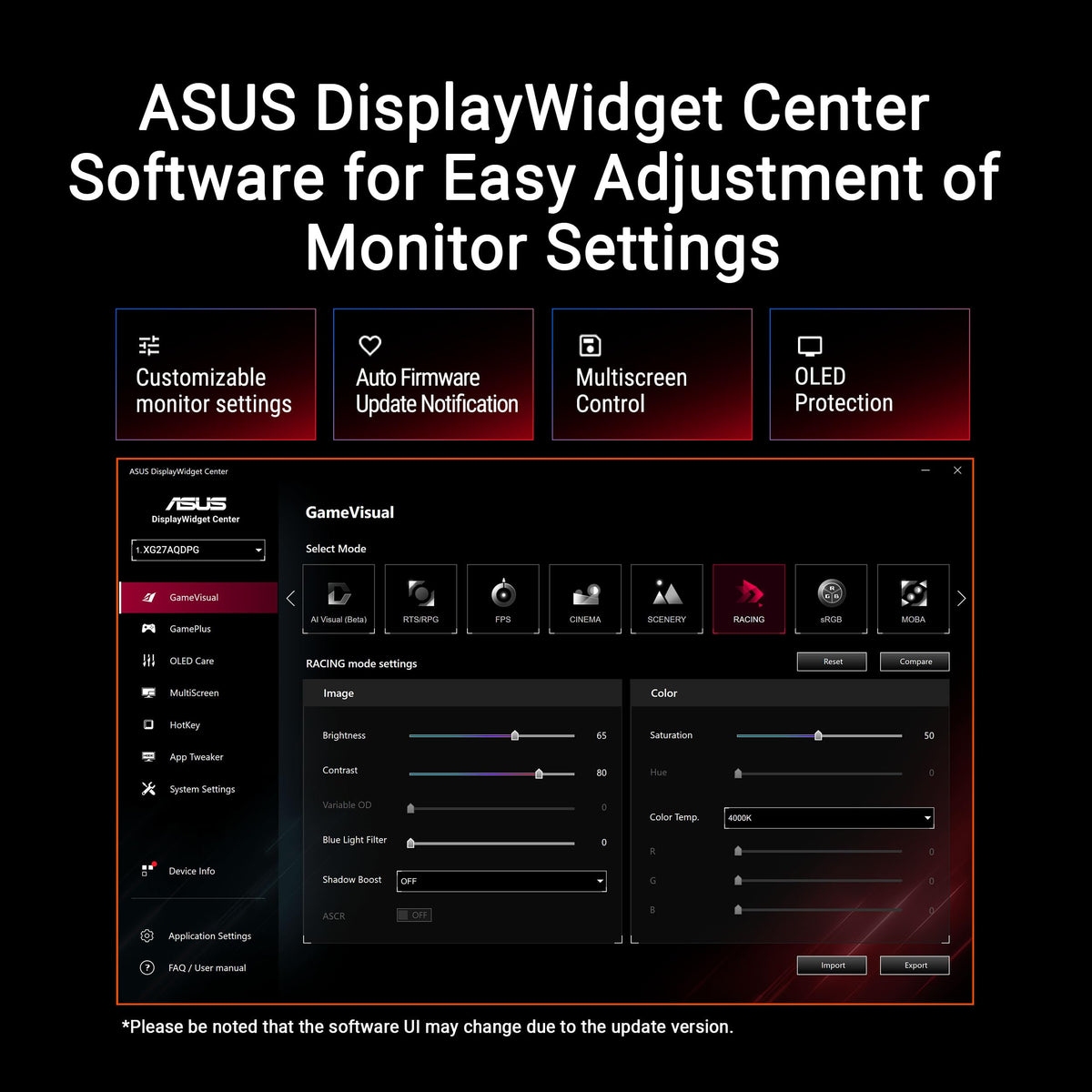 ASUS ROG Strix OLED panel showing color accuracy and HDR readiness