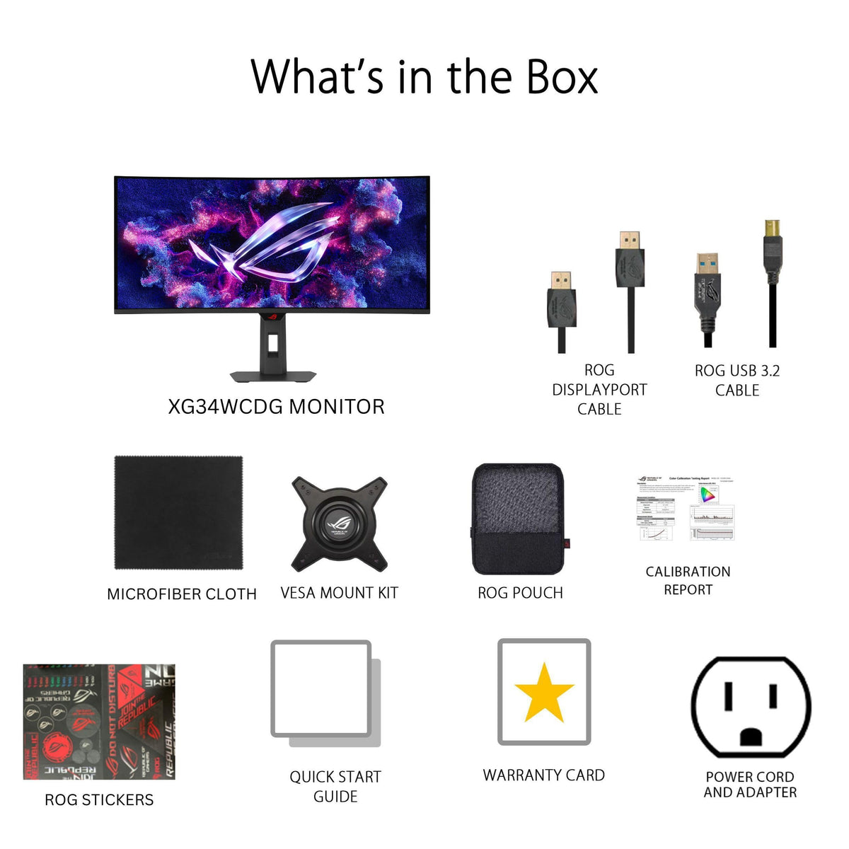 ASUS ROG Strix accessories box with cables and quick start guide