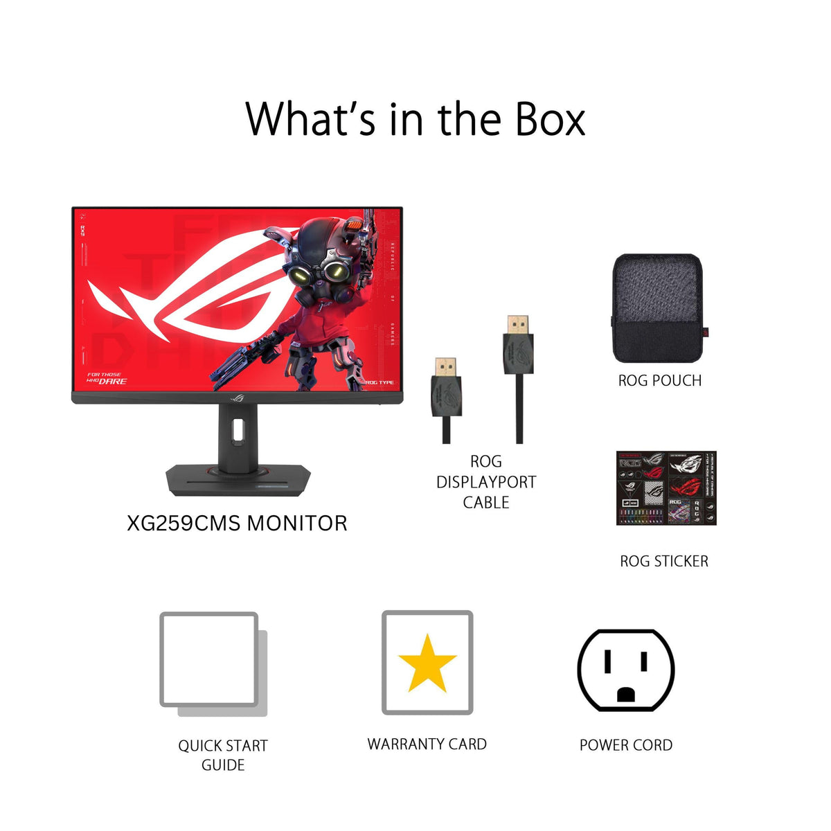ASUS ROG Strix XG259CMS in-the-box contents