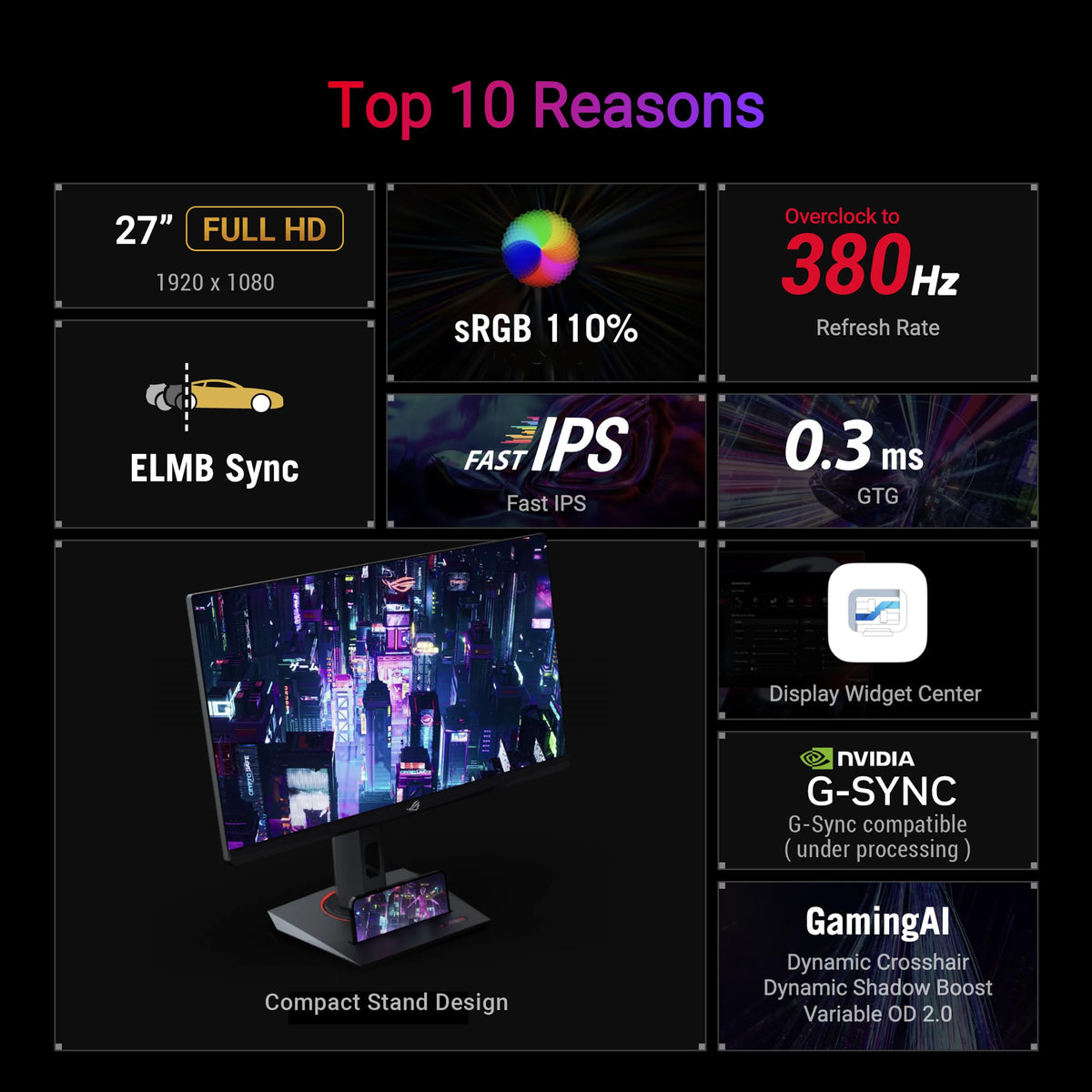 ASUS ROG Strix XG279CNS ultra-fast refresh for smoother, competitive gameplay.