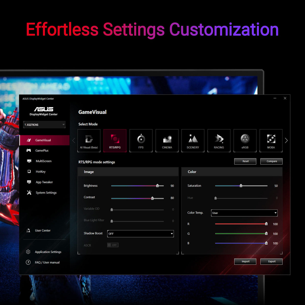 ASUS ROG Strix XG279CNS HDR 400 boosts vivid, lifelike scenes.