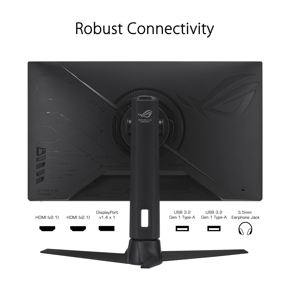 ASUS ROG Strix XG27AQMR ergonomic desk setup showing comfortable viewing angles