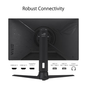 ASUS ROG Strix XG27AQMR ergonomic desk setup showing comfortable viewing angles