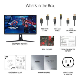 ASUS ROG Strix XG27AQMR panel close-up reveals sharp UI text and clarity