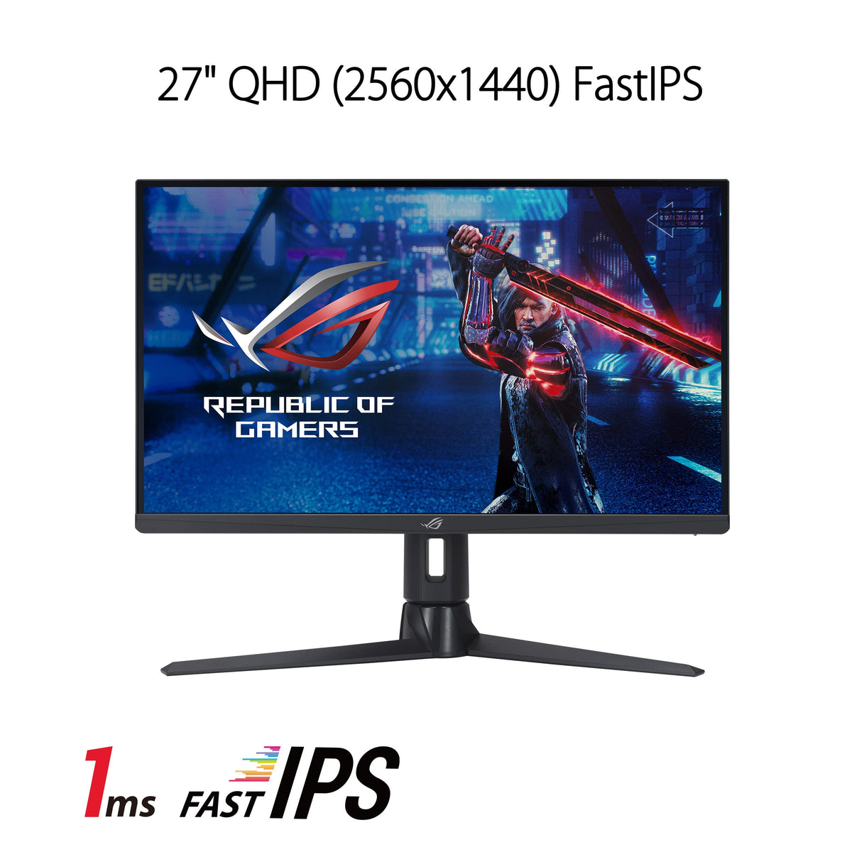 ASUS ROG Strix XG27AQMR tilt stand view for ergonomic setup during long sessions