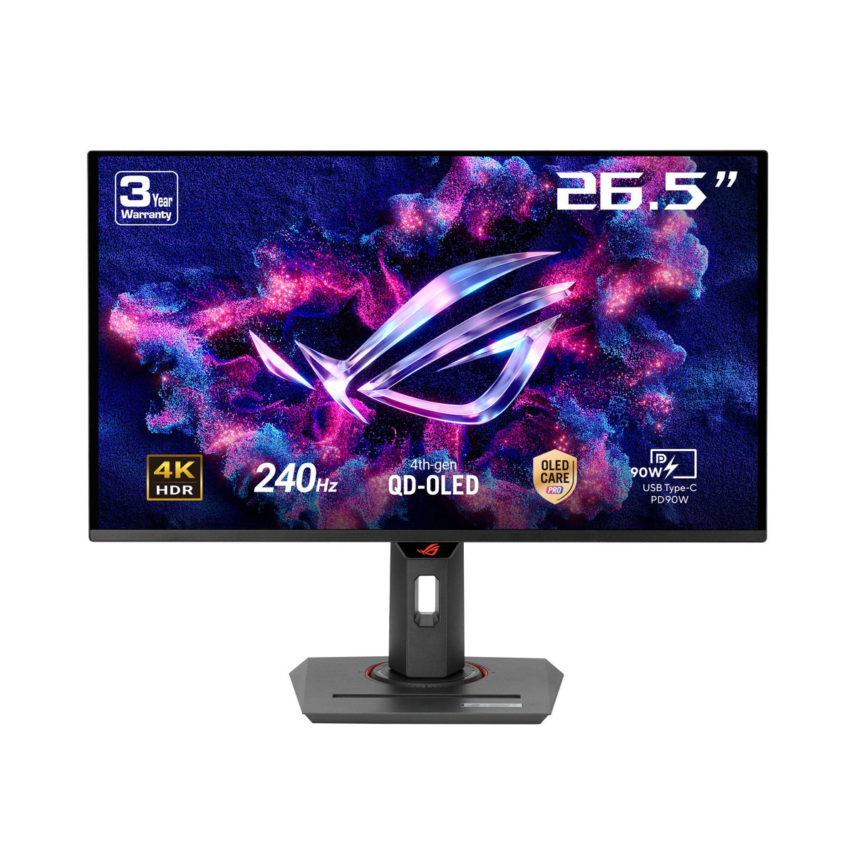 ASUS ROG Strix XG27UCDMG front view showing 4K 240Hz clarity for gaming