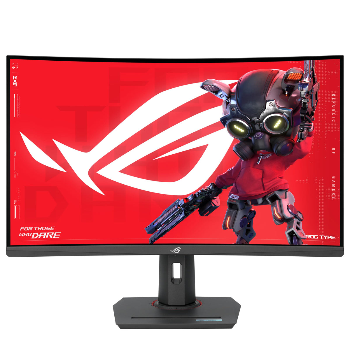 ASUS ROG Strix XG32WCS hero view shows immersive 32-inch curved display.