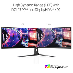ASUS ROG Strix XG49VQ color gamut shows wide DCI-P3 accuracy.