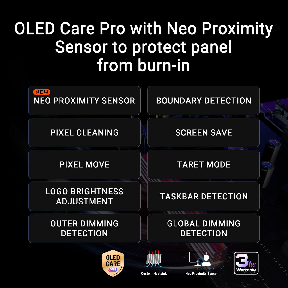 ASUS ROG Swift 27-inch QD-OLED Neo Proximity sensor in use reduces burn-in risk.