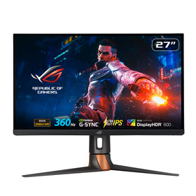ASUS ROG Swift 360Hz 27 monitor side view showing adjustable ergonomic stand