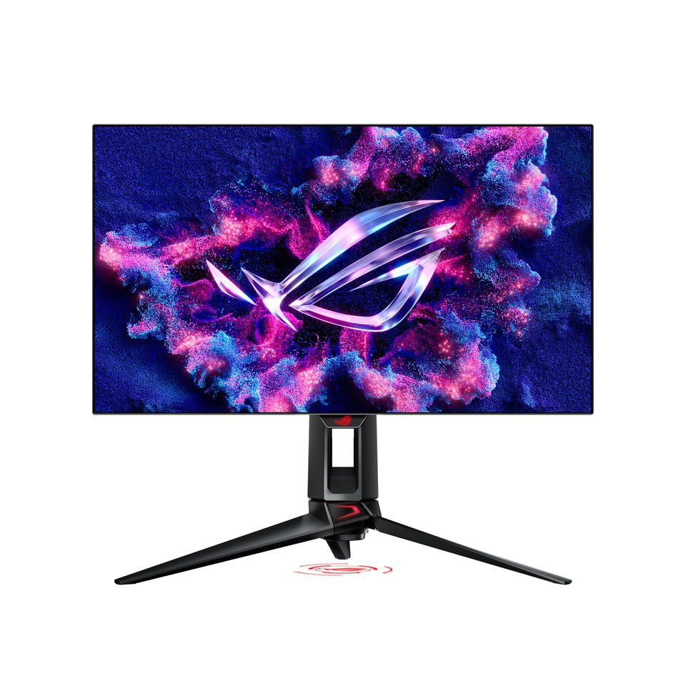 ASUS ROG Swift OLED PG27AQDP front view with slim bezel for immersive gaming