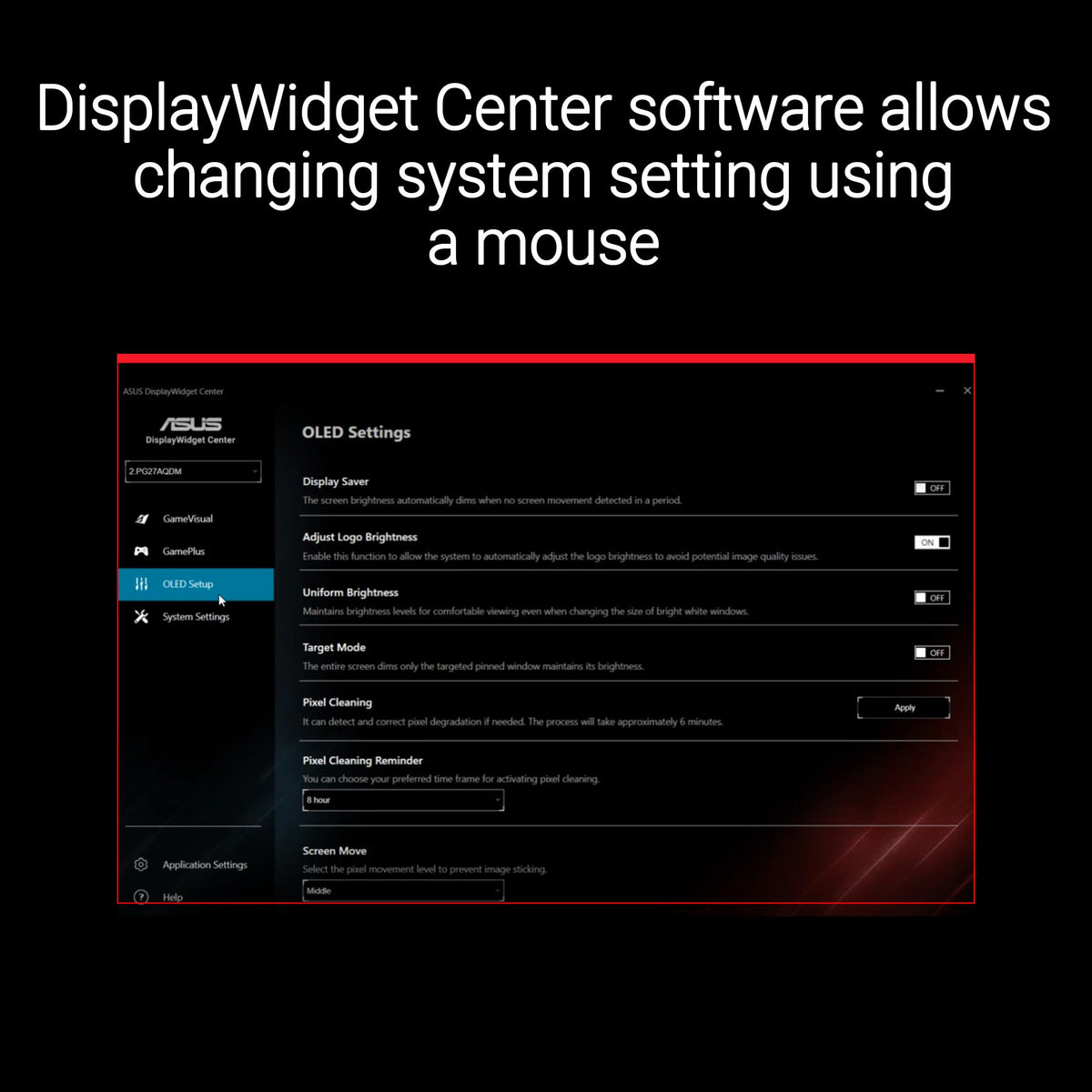 ASUS ROG Swift PG27AQDM-R 99% DCI-P3 delivers vibrant HDR-like colors.