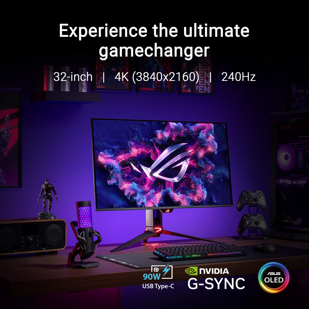 ASUS ROG PG32UCDM QD-OLED vivid HDR for cinematic visuals