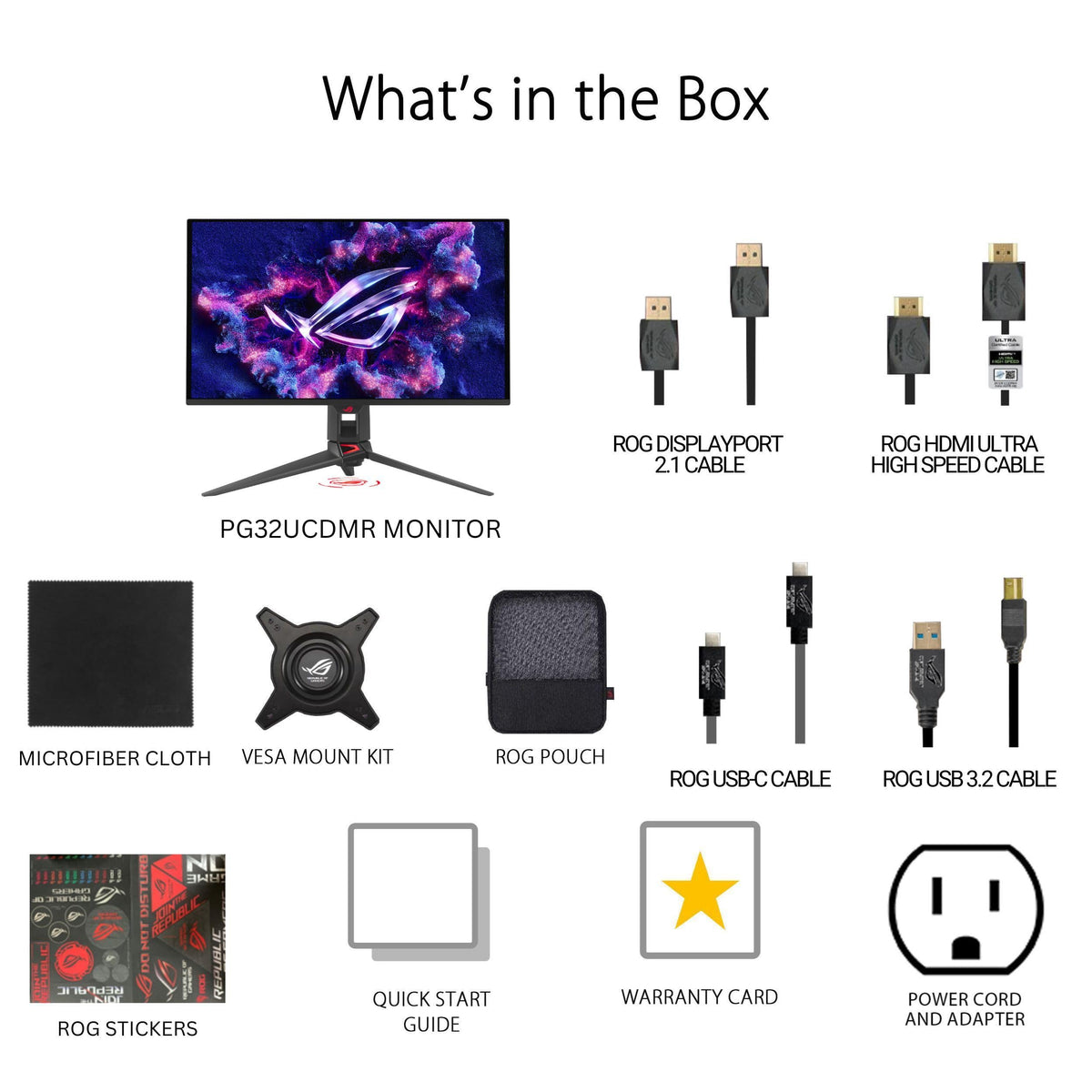 ASUS ROG Swift PG32UCDMR DisplayPort 2.1 HDMI USB-C ports for flexible setup