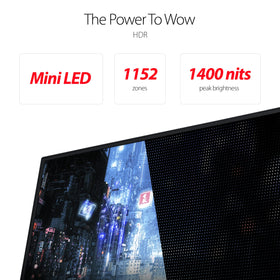 ASUS ROG Swift PG32UQX side profile highlighting slim bezels for immersive setups