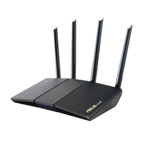 ASUS RT-AX3000S router top view showing sleek design for stable WiFi.