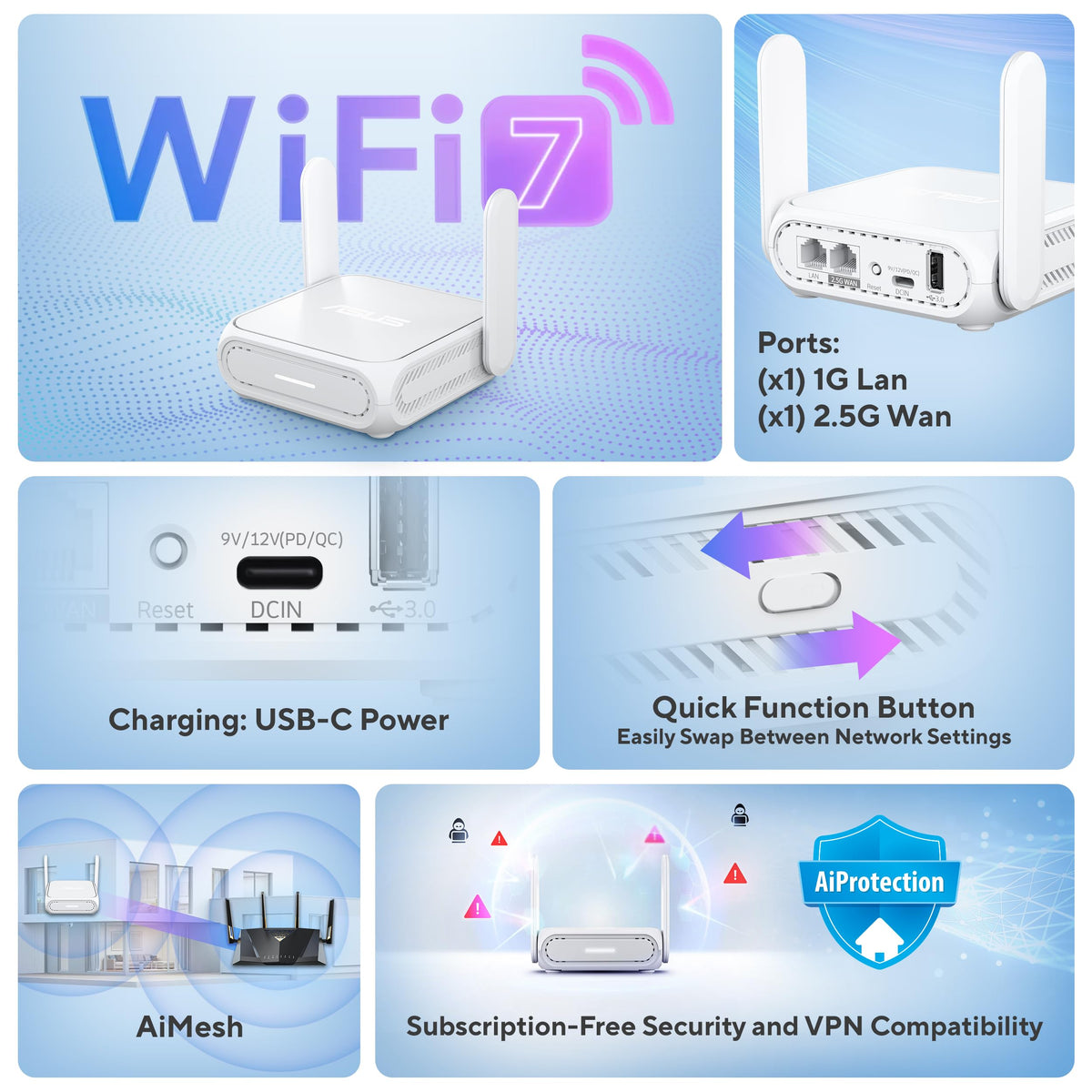 ASUS RT-BE58 Go AiMesh-ready device for expandable coverage