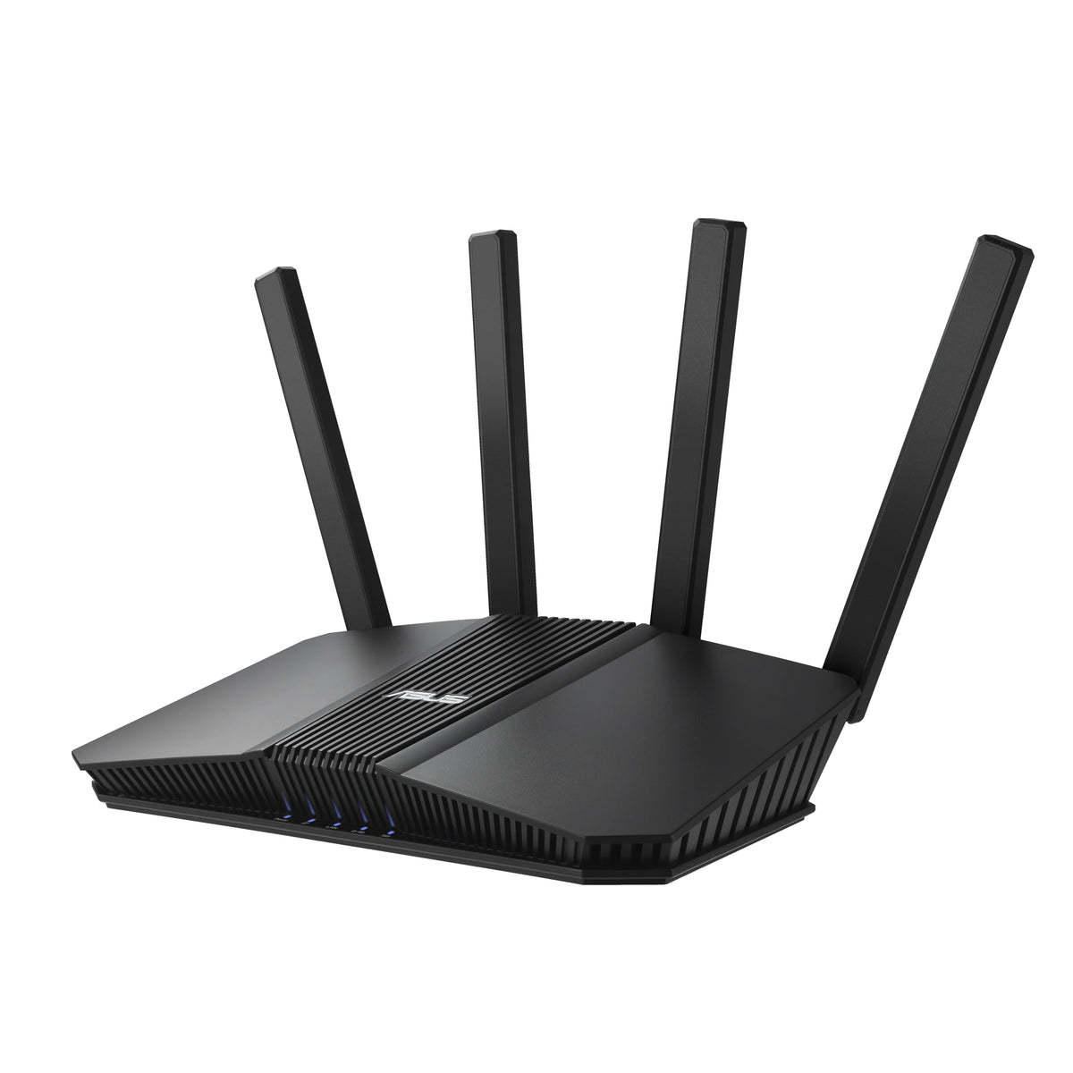 ASUS RT-BE82U router front view shows sleek design with ultra-fast WiFi 7 for smooth streaming.