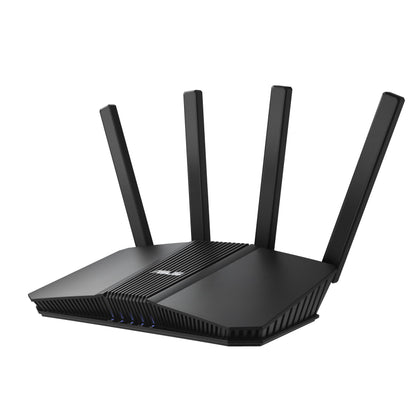 ASUS RT-BE82U router front view shows sleek design with ultra-fast WiFi 7 for smooth streaming.