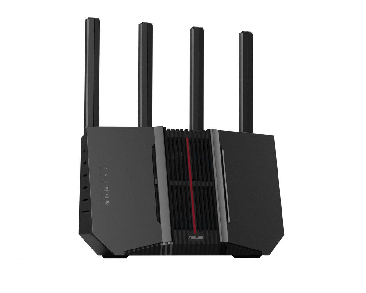 ASUS RT-BE92U router front view showing sleek design for fast WiFi 7.