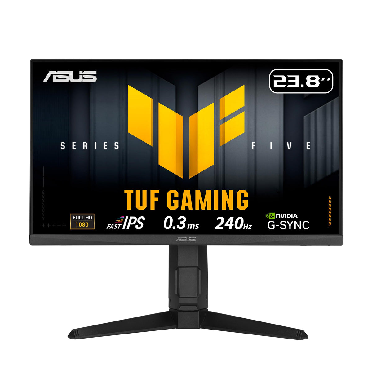 ASUS TUF VG249QML5A front view with slim bezels for immersive gaming.