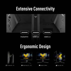 ASUS TUF VG249QML5A stand close-up showing height adjustability for ergonomic setups.