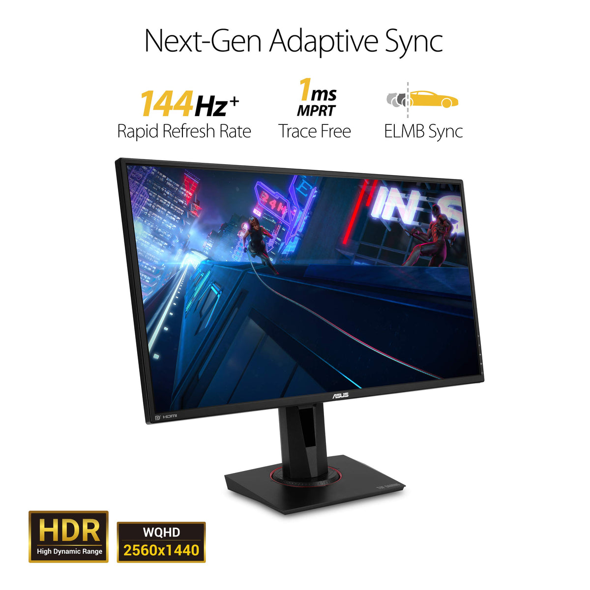 ASUS TUF VG27AQ ergonomic stand with height tilt swivel pivot for comfort