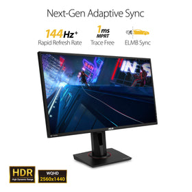 ASUS TUF VG27AQ ergonomic stand with height tilt swivel pivot for comfort