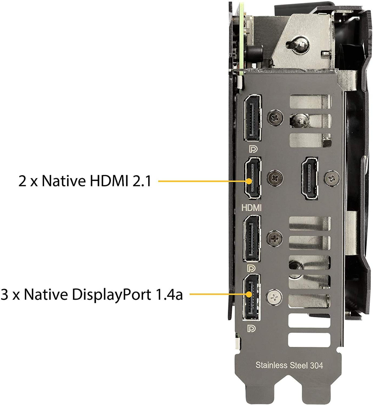 ASUS TUF RTX 3070 OC IO ports shown for HDMI 2.1 and DP connections