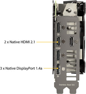 ASUS TUF RTX 3070 OC IO ports shown for HDMI 2.1 and DP connections