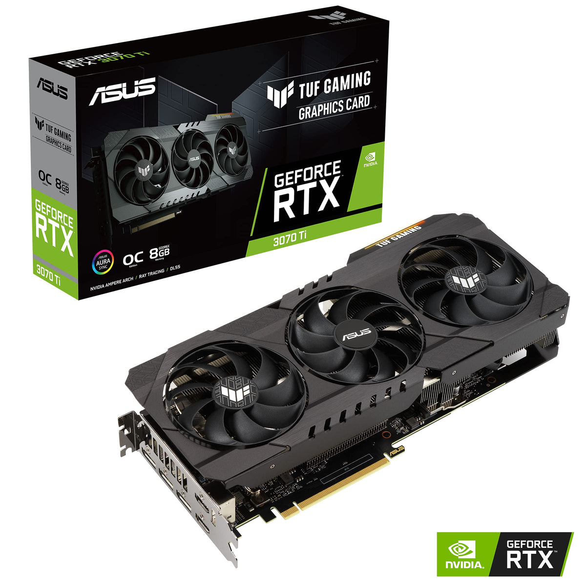 ASUS TUF RTX 3070 Ti OC back panel highlighting durable construction