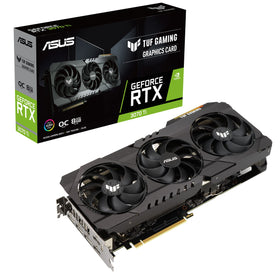 ASUS TUF RTX 3070 Ti OC front view showing robust cooling for high-performance gaming